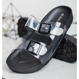 Ideal Shoes Pantofole Trasparenti Con Fibbia nero 1