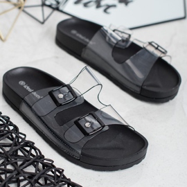 Ideal Shoes Pantofole Trasparenti Con Fibbia nero 2