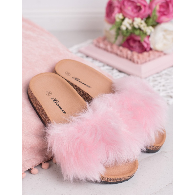 Bona Pantofole Con Pelliccia rosa 1