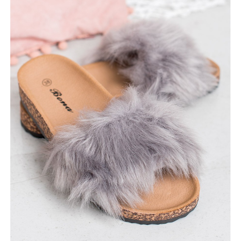 Bona Pantofole Con Pelliccia grigio 1