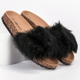 Bona Pantofole Con Pelliccia nero 1