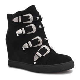 Sneakers in camoscio nero con fibbie Maya 1