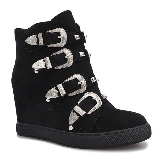 Sneakers in camoscio nero con fibbie Maya 1