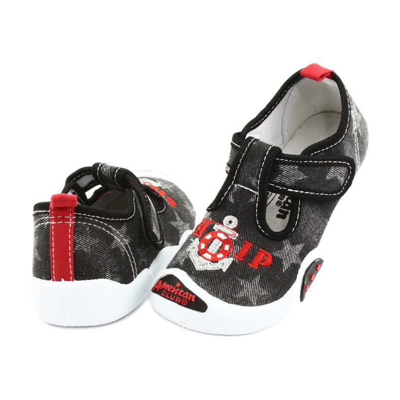 American Club Sneaker bambino inserto in pelle TEN12 nero rosso grigio 4
