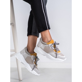 SHELOVET Scarpe da ginnastica alla moda grigio giallo 2