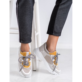 SHELOVET Scarpe da ginnastica alla moda grigio giallo 1