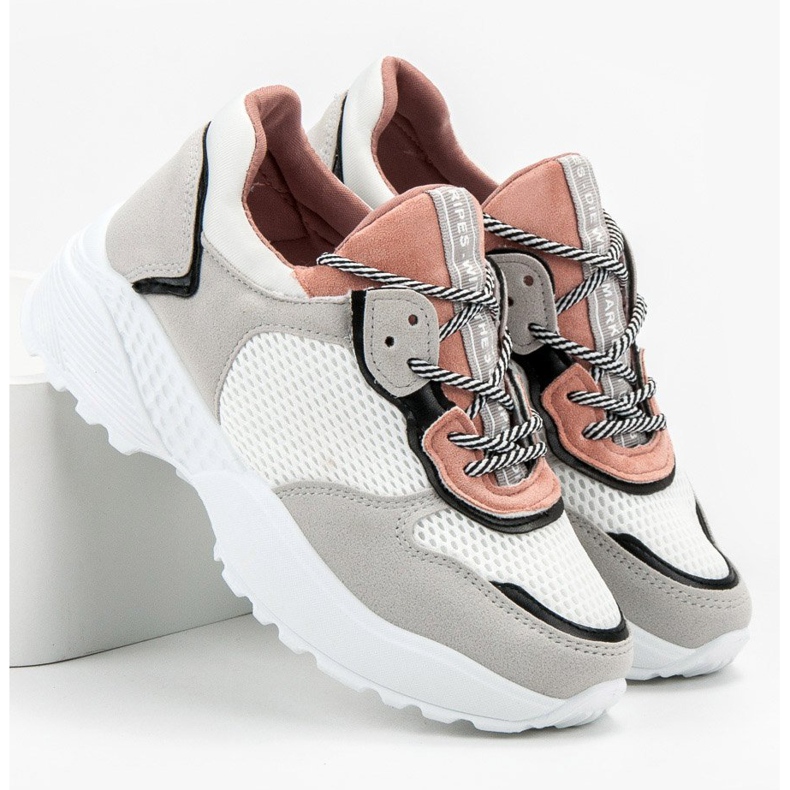 SHELOVET Scarpe da ginnastica alla moda rosa grigio 1