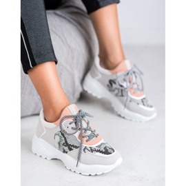 SHELOVET Sneakers alla moda con stampa serpente grigio 1