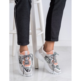 SHELOVET Sneakers alla moda con stampa serpente grigio 2
