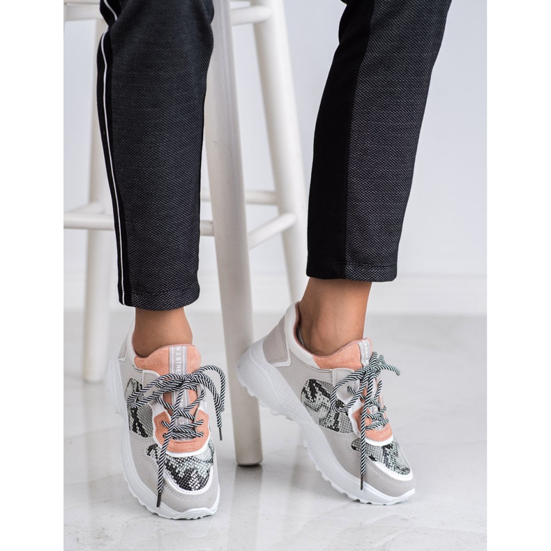 SHELOVET Sneakers alla moda con stampa serpente grigio 2