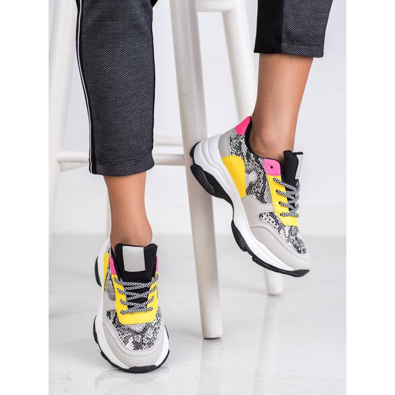 SHELOVET Sneakers colorate con stampa serpente multicolore 2