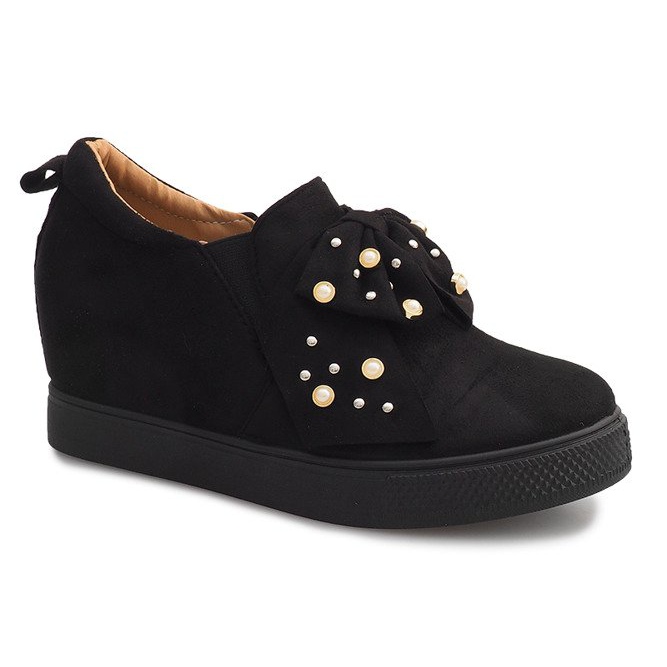 Sneakers nere con zeppa 6186 nero 1