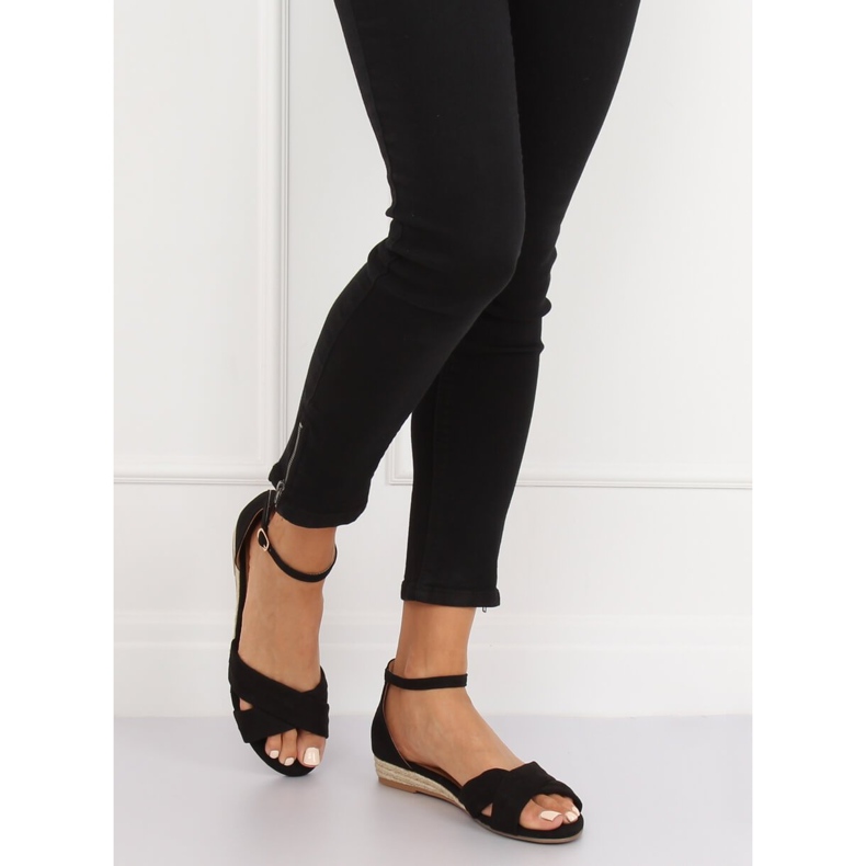 Sandali neri espadrillas 9R121 Black nero 1