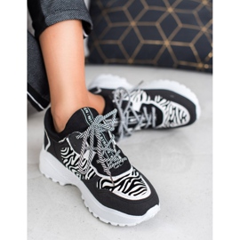 SHELOVET Sneakers alla moda con stampa zebrata bianca nero 1