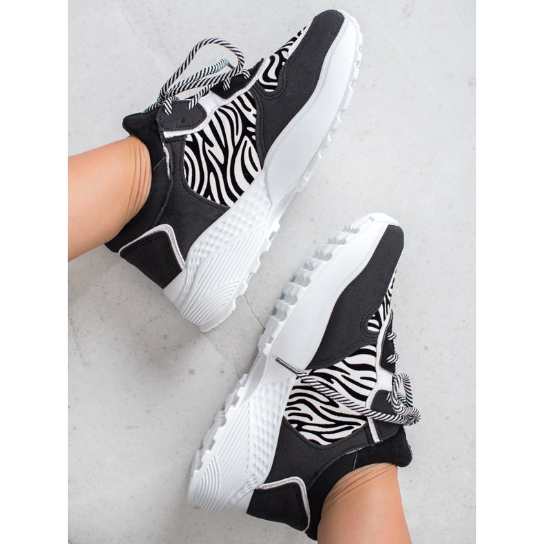 SHELOVET Sneakers alla moda con stampa zebrata bianca nero 2