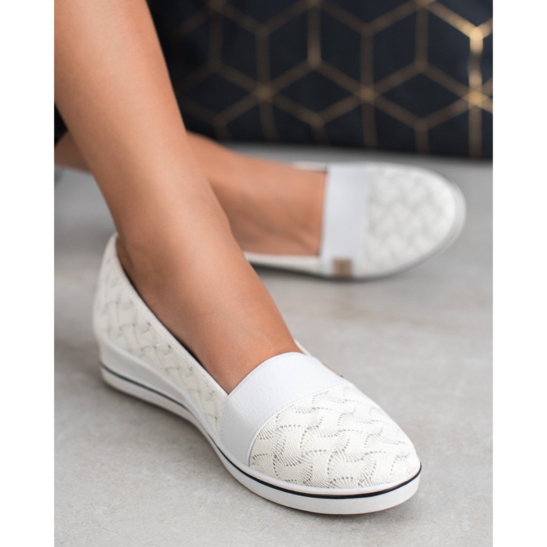 VINCEZA ballerine in tessuto bianco 1