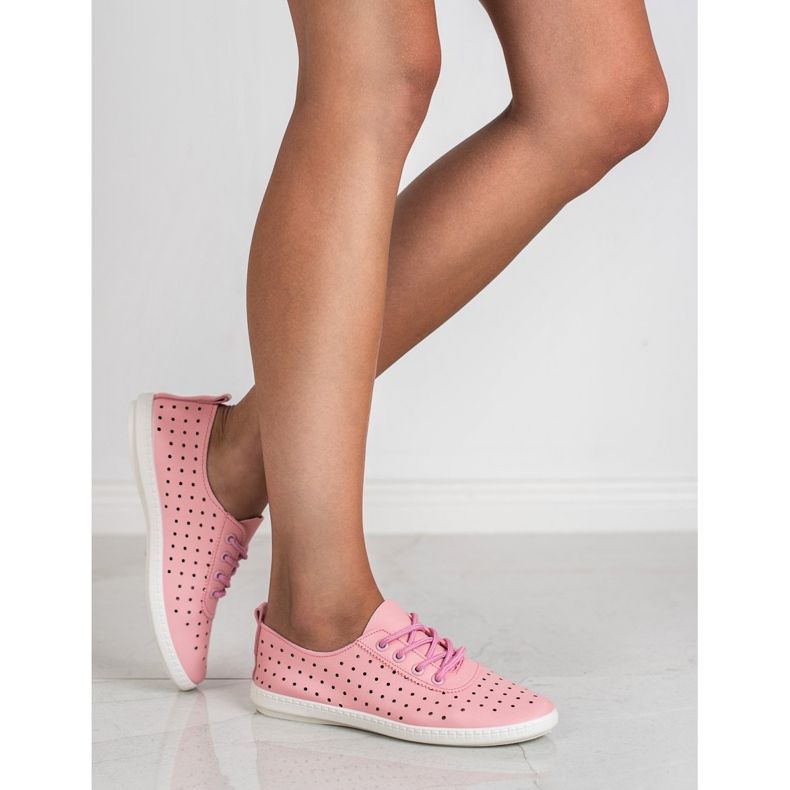 SHELOVET Sneakers da donna traforate rosa 1