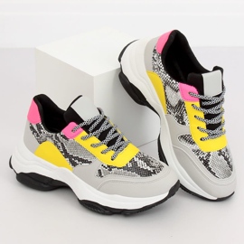 Scarpe sportive grigie BL169P in pelle di serpente grigio multicolore 1