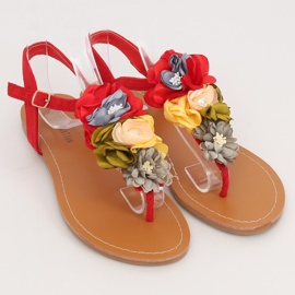 Infradito con fiori rossi L518 Red rosso 1