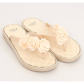 Infradito beige con fiori YJL-1818 Beż 2