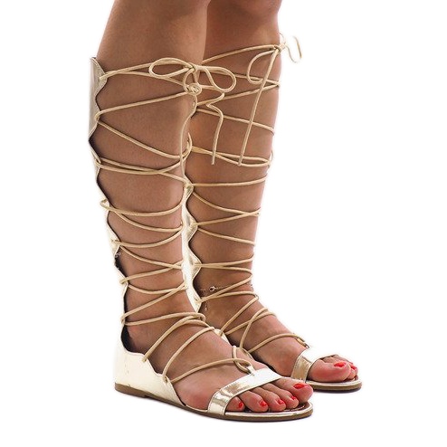 Sandali gladiatore piatti dorati 289-1 d'oro 1