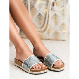 Kylie Pantofole Argento Con Paillettes grigio 1