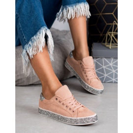 SHELOVET Sneakers Con Suola Glitter rosa grigio 1