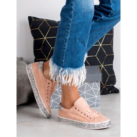 SHELOVET Sneakers Con Suola Glitter rosa grigio 2