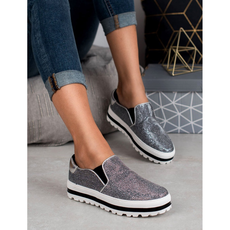 SHELOVET Slipon leggeri sulla piattaforma nero grigio 1