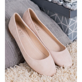 Small Swan Ballerine in camoscio beige 1