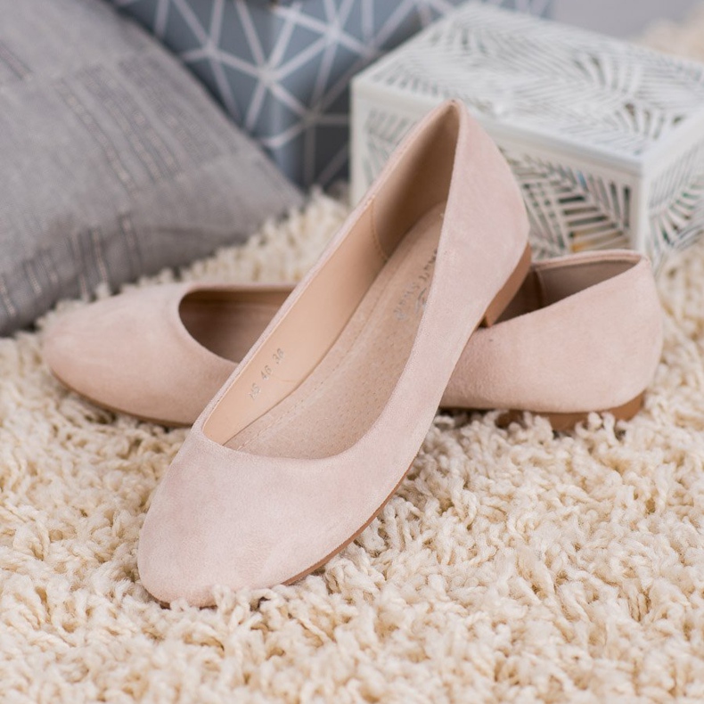 Small Swan Ballerine in camoscio beige 2