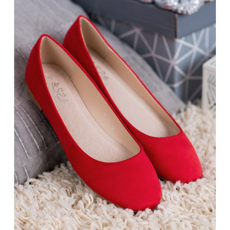 Small Swan Ballerine scamosciate rosse rosso 1