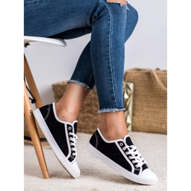 SHELOVET Sneakers basse da donna bianca nero 1