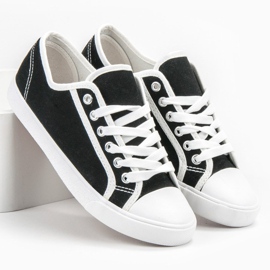SHELOVET Sneakers basse da donna bianca nero 2