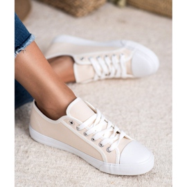 SHELOVET Sneakers basse da donna bianco marrone 2