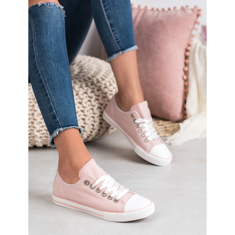 SHELOVET Scarpe da ginnastica legate con un nastro rosa 1