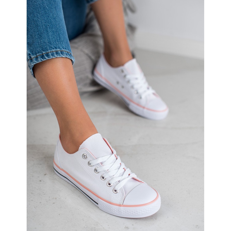 SHELOVET Sneakers bianche classiche bianca rosa 1