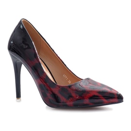 Stiletti laccati rossi con stampa leopardata Reblle nero rosso 1