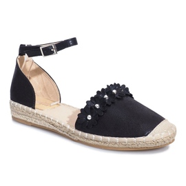 Espadrillas nere con fiori di Favara nero 1