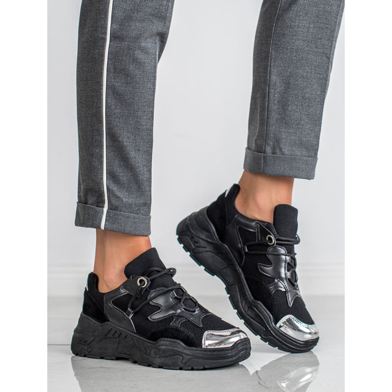 Small Swan Sneakers con lacci nero 1