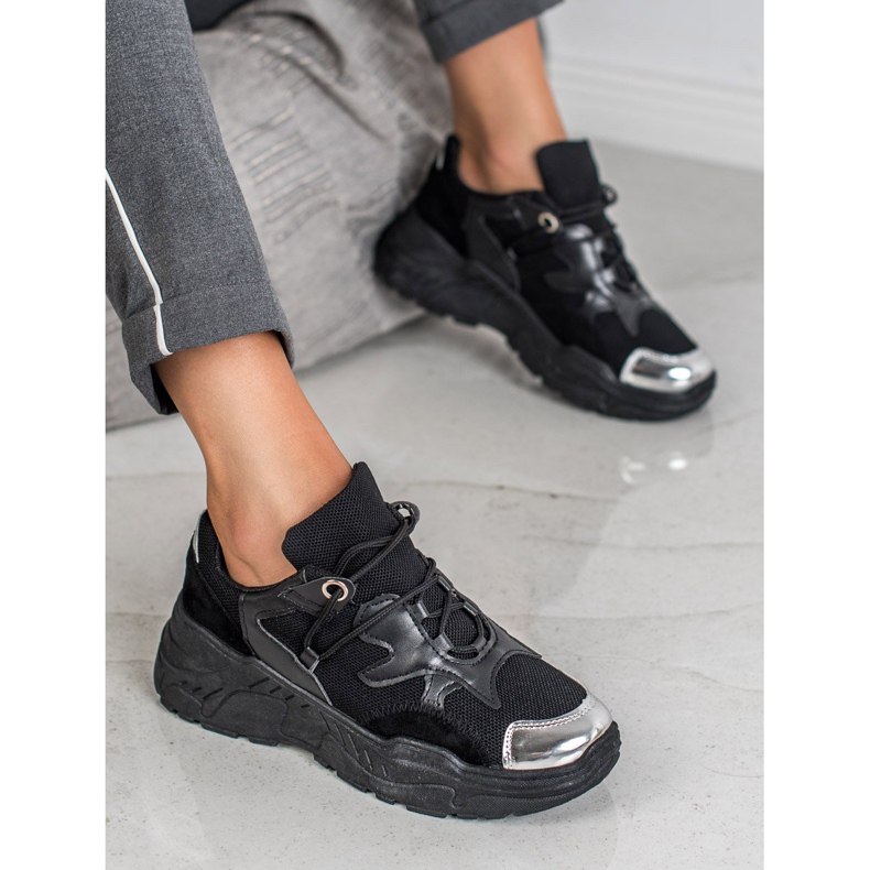 Small Swan Sneakers con lacci nero 2