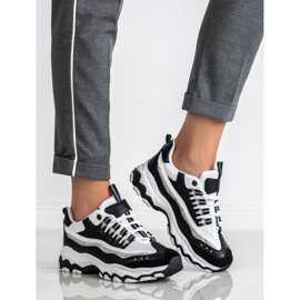 Small Swan Sneakers Con Glitter bianco nero 1