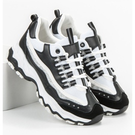 Small Swan Sneakers Con Glitter bianco nero 2