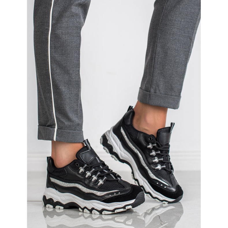 Small Swan Sneakers Con Glitter nero 1