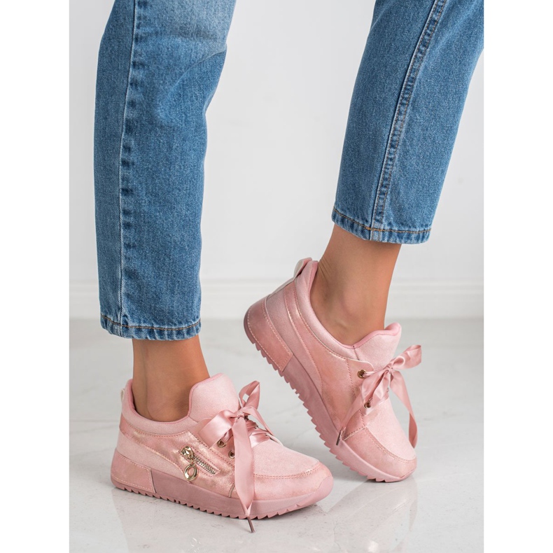 SHELOVET Scarpe di broccato rosa 1