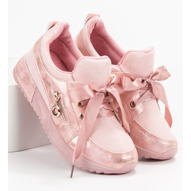 SHELOVET Scarpe di broccato rosa 2
