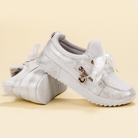 SHELOVET Scarpe di broccato bianca 1