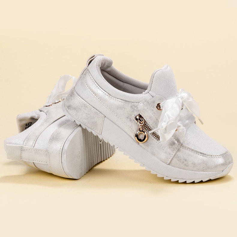 SHELOVET Scarpe di broccato bianca 1