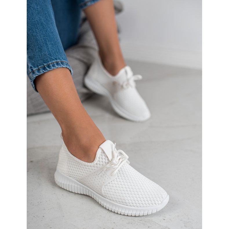 SHELOVET Scarpe sportive in tessuto bianca 2