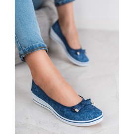SHELOVET Ballerina con zeppa blu 1